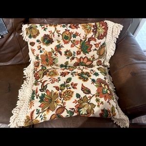 2 large macramé and cloth pillows